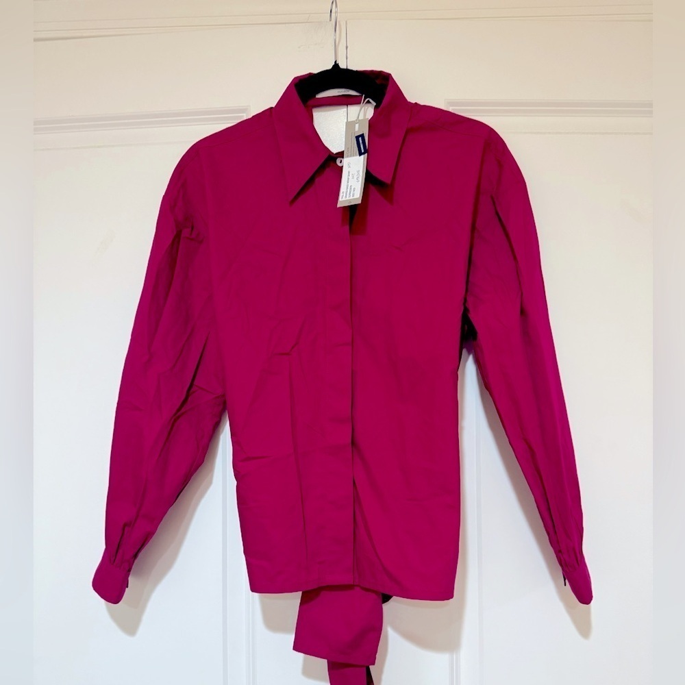 Hudson Jeans wrap poplin cotton top sz S NWT BEET RED